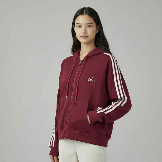 Stripe Zip Hoodie (Free Size S-XL)